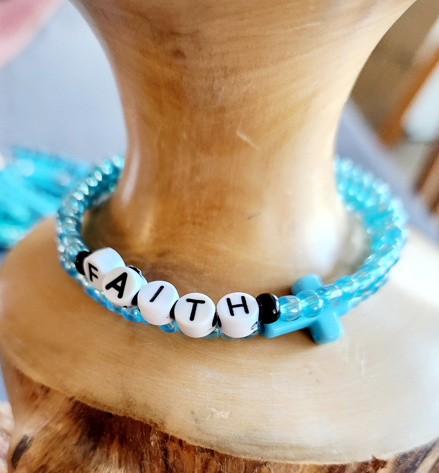 Bangle bracelet. Memory wire, beaded. Add-on charms available.