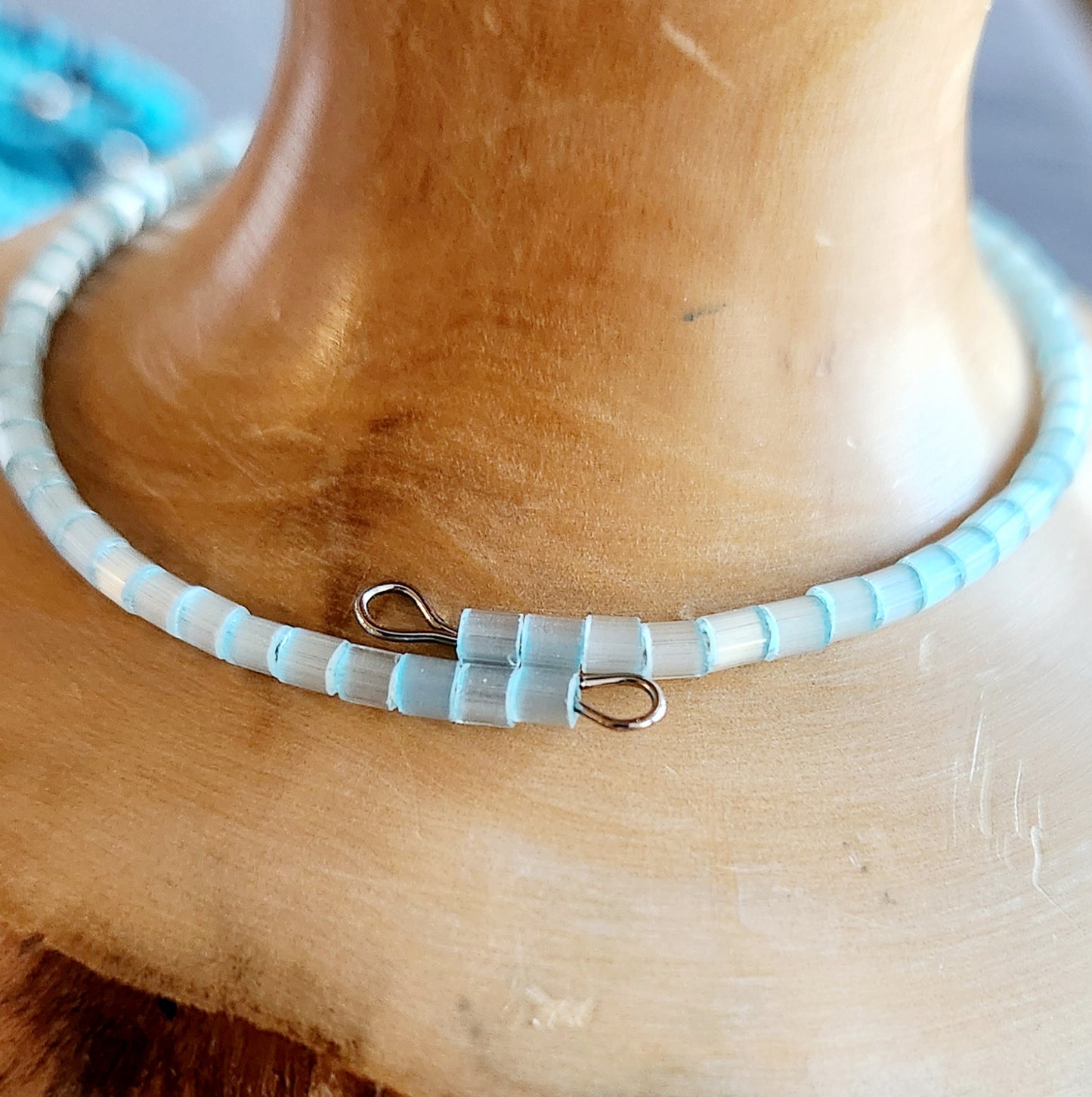 Bangle bracelet. Memory wire, beaded. Add-on charms available.