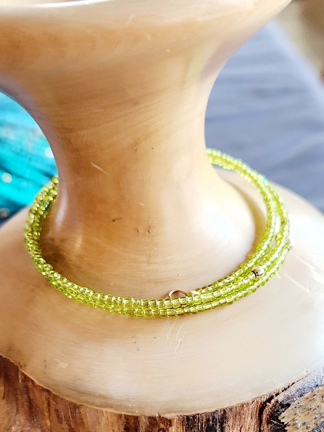 Bangle bracelet. Memory wire, beaded. Add-on charms available.