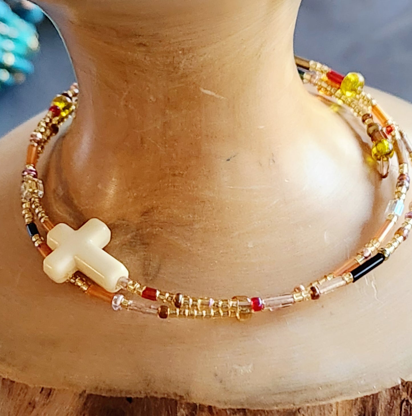 Bangle bracelet. Memory wire, beaded. Add-on charms available.